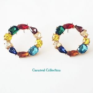 Festive Multicolor Hoop Earrings
